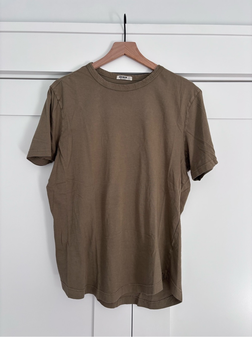 Buck Mason, Men's Crew Neck T-Shirt in Olive (1 of 2)